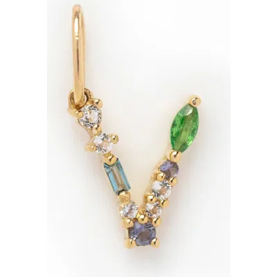 Local Eclectic Semiprecious Stone Initial Charm In Gold