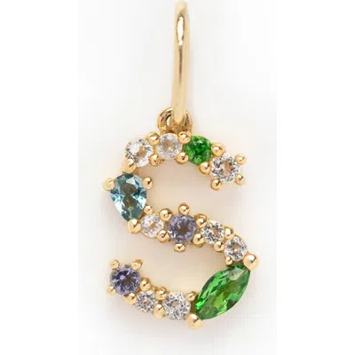 Local Eclectic Semiprecious Stone Initial Charm In Gold