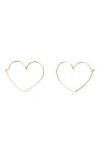 Local Eclectic Solid 9k Gold Heart Hoop Earrings In Pattern