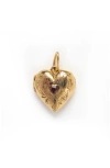 Local Eclectic Solid Gold Etched Garnet Heart Locket In Gold