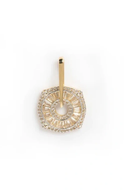 Local Eclectic Vintage Inspired Deco Topaz Coin Charm In Gold