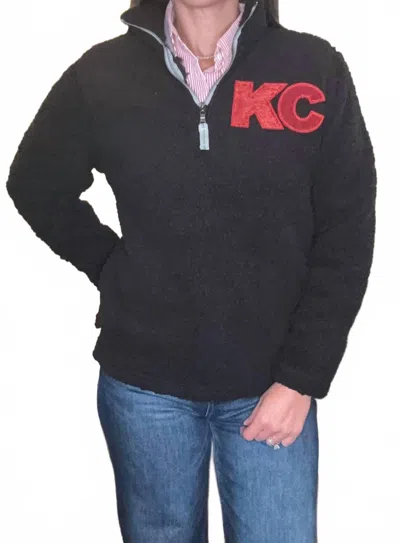 Locale Kc Sequin Sherpa Sweater In Black In Blue