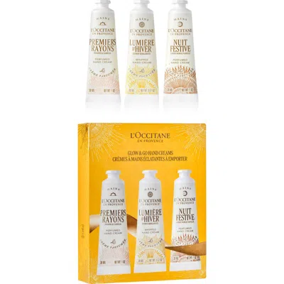 L'occitane Glow & Go Hand Cream Set $39 Value In Transparent
