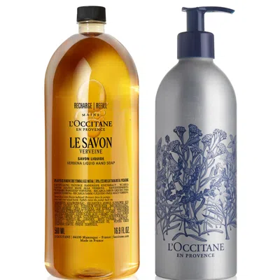 L'occitane Le Savon Verbena Liquid Soap Refill + Free Forever Bottle 16.9 In Multi