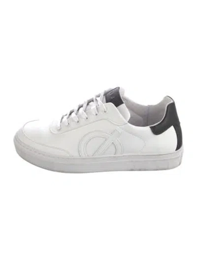Pre-owned Loci Leather Colorblock Pattern Sneakers In White