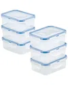 Lock & Lock Set Of 6 Easy Essentials 12oz Rectangular Food Storage Container Set In Blue