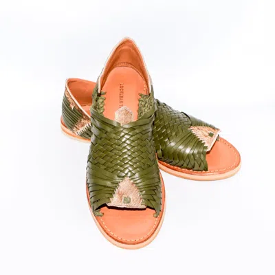Locklear Thomas Men's Green / Neutrals / Brown Hand Crafted Leather Micho Sandal In Green And Cowhide In Multi