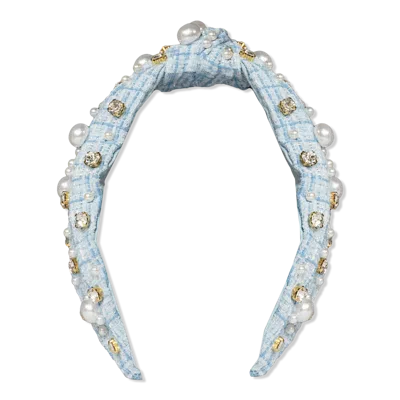Locks & Mane Plaid & Pearl Headband - Blue