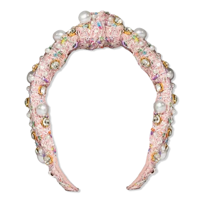 Locks & Mane Plaid & Pearl Headband - Pink