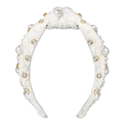 Locks & Mane Plaid & Pearl Headband - White