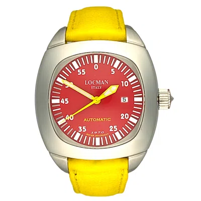 Pre-owned Locman 1970 Automatic Swiss Movement Sapphire Men's Watch Red W/r 5 Atm 47mm