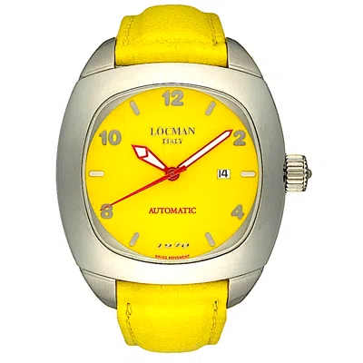 Pre-owned Locman 1970 Swiss Automatic Movement Sapphire Men's Watch Yellow W/r 5 Atm 47mm
