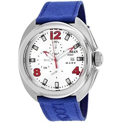 Pre-owned Locman Mens Classic White Dial Titanium Quartz Watch 130slbl Leather Strap