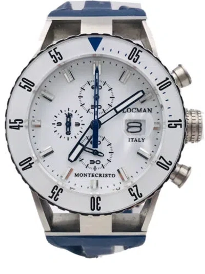 Pre-owned Locman Montecristo Chrono Watch 512blw/690 Blue Rubber Discounted