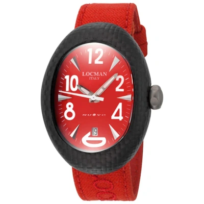 Locman Nuovo Carbonio Automatic Red Dial Red Cordura Fabric Men's Watch Lo-103rdcrbq In Red   / Black