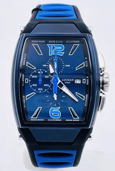 Pre-owned Locman Tremila Men's Watch Chronograph Titanium Steel Rubber Total Blue Rare