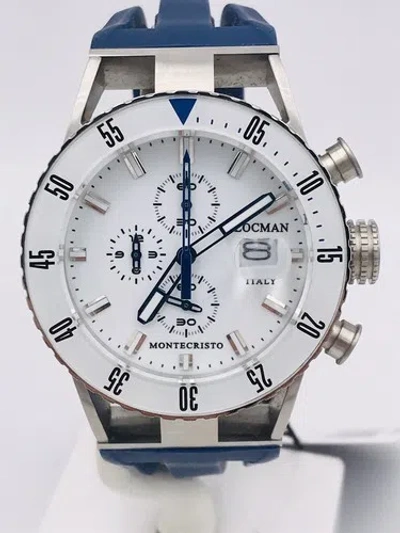 Pre-owned Locman Watch  Montecristo Chrono 512blwbl/690 Blue Rubber Discounted