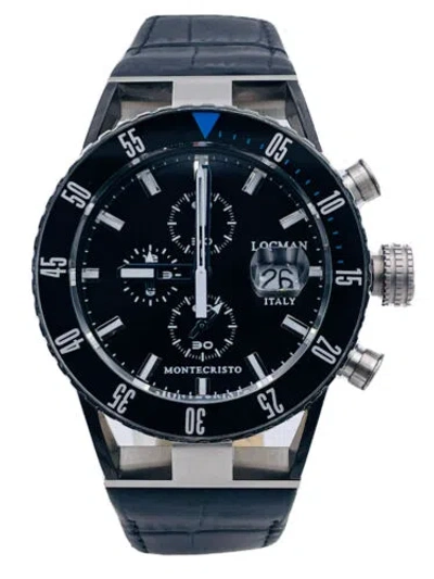 Pre-owned Locman Watch  Montecristo Chrono 512kkpl/735 Black Leather Very Discounted