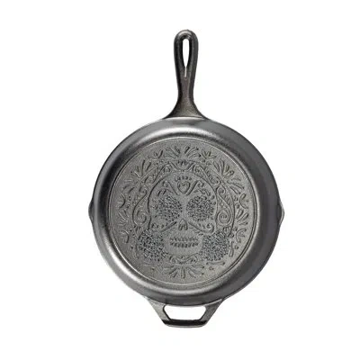 Lodge 10.25" Cast Iron Sugar Skull Skillet In Black