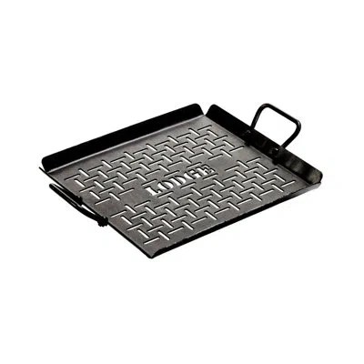 Lodge 13 X 12 Inch Seasoned Steel Grilling Pan In Matte Black