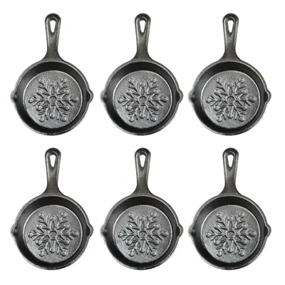 Lodge 3.5-inch Mini Cast Iron Holiday Skillet, Snowflake Imprint, Set Of 6