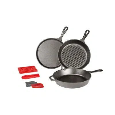 Lodge 6 Piece Cast Iron Essential Pan Set In Black