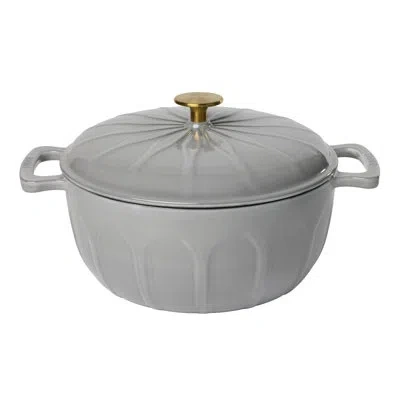 Lodge 6 Quart Luxe Enamel Dutch Oven, Smoke, With Gold Knob In Gray