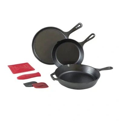 Lodge 7 Piece Cast Iron Essential Skillet Set In Matte Black