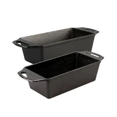 Lodge 8.5" X 4.5" 2 Piece Cast Iron Loaf Pan Set In Black