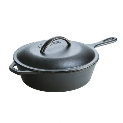 Lodge Cast Iron Covered Deep Skillet In Black