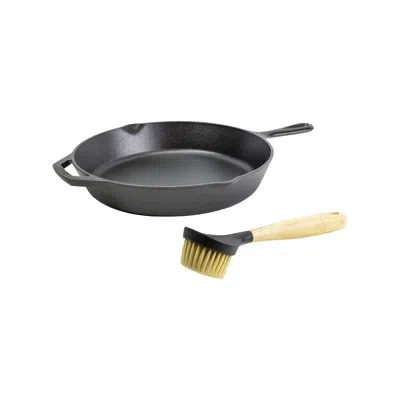Lodge Cast Iron Skillet With Scrub Brush In Black;yellow