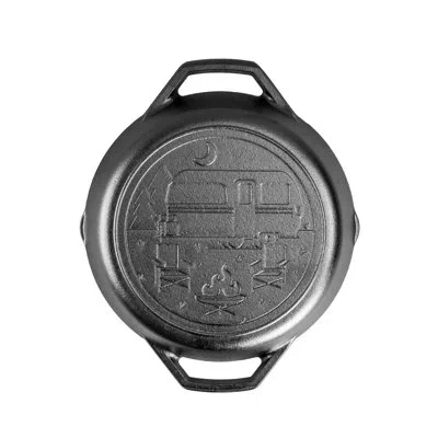 Lodge Wanderlust 10.25" Seasoned Cast Iron Dual Handle Camper Pan In Black