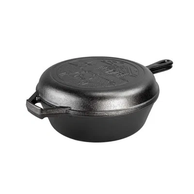 Lodge Wanderlust 3.2 Quart Seasoned Cast Iron Cabin Combo Cooker In Black