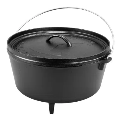 Lodge Yellowstone 8 Quart Seasoned Cast Iron Power Y Deep Camp Dutch Oven, 12 Inch Diameter In Black