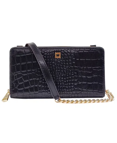 Lodis Amara Croco Mini Sling Crossbody Handbag In Black