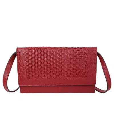 Lodis Califorinia Leather Traveller Crossbody Wallet In Scarlet