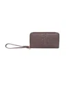 Lodis Leather Details Zip Wristlet Bag In Bark