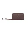 Lodis Leather Details Zip Wristlet Bag In Deep Raisin