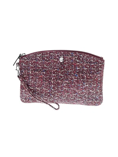 Pre-owned Lodis Leather Wristlet In Burgundy