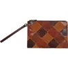 Lodis Patchwork Leather Clutch In Brown Multi
