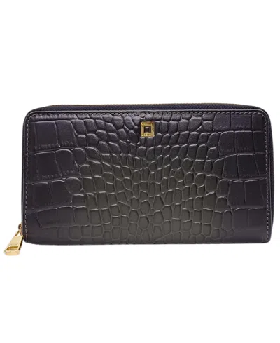 Lodis Vintage Burnished Continental Zip Around Wallet In Black,olive
