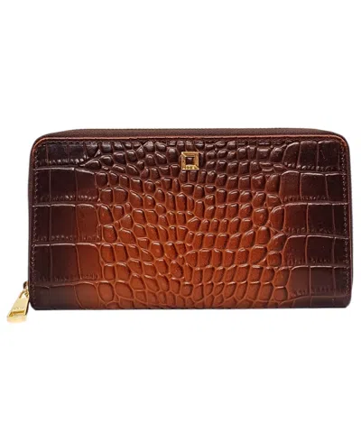 Lodis Vintage Burnished Continental Zip Around Wallet In Chestnut