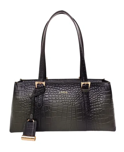 Lodis Vintage Burnished Medium Shoulder Handbag In Black
