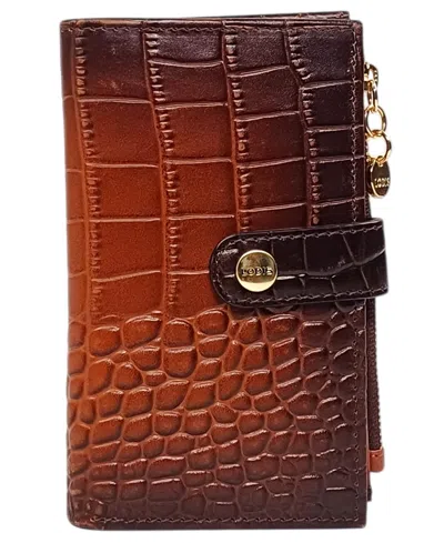 Lodis Vintage Burnished North South French Wallet In Chestnut