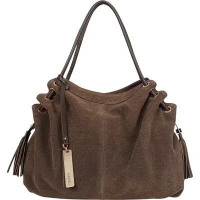 Lodis Zaria Leather Hobo In Olivine Suede
