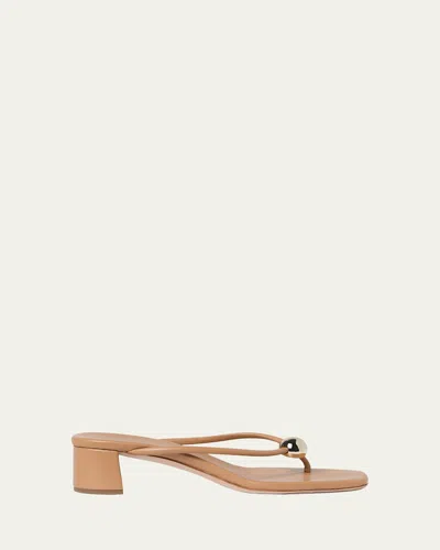 Loeffler Randall 50mm Odessa Leather Thong Sandals In Neutral