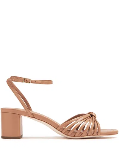 Loeffler Randall Olivia Leather Knot Block Heel Sandals In Dune