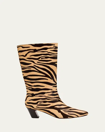 Loeffler Randall 55mm Cleo Zebra Calf Hair Mid-calf Boots In Multi