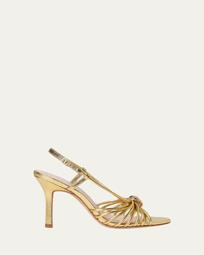 Loeffler Randall 60mm Mareka Metallic Leather Sandals In Gold