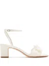 Loeffler Randall Kimora Pleated Bow Ankle-strap Sandals In White